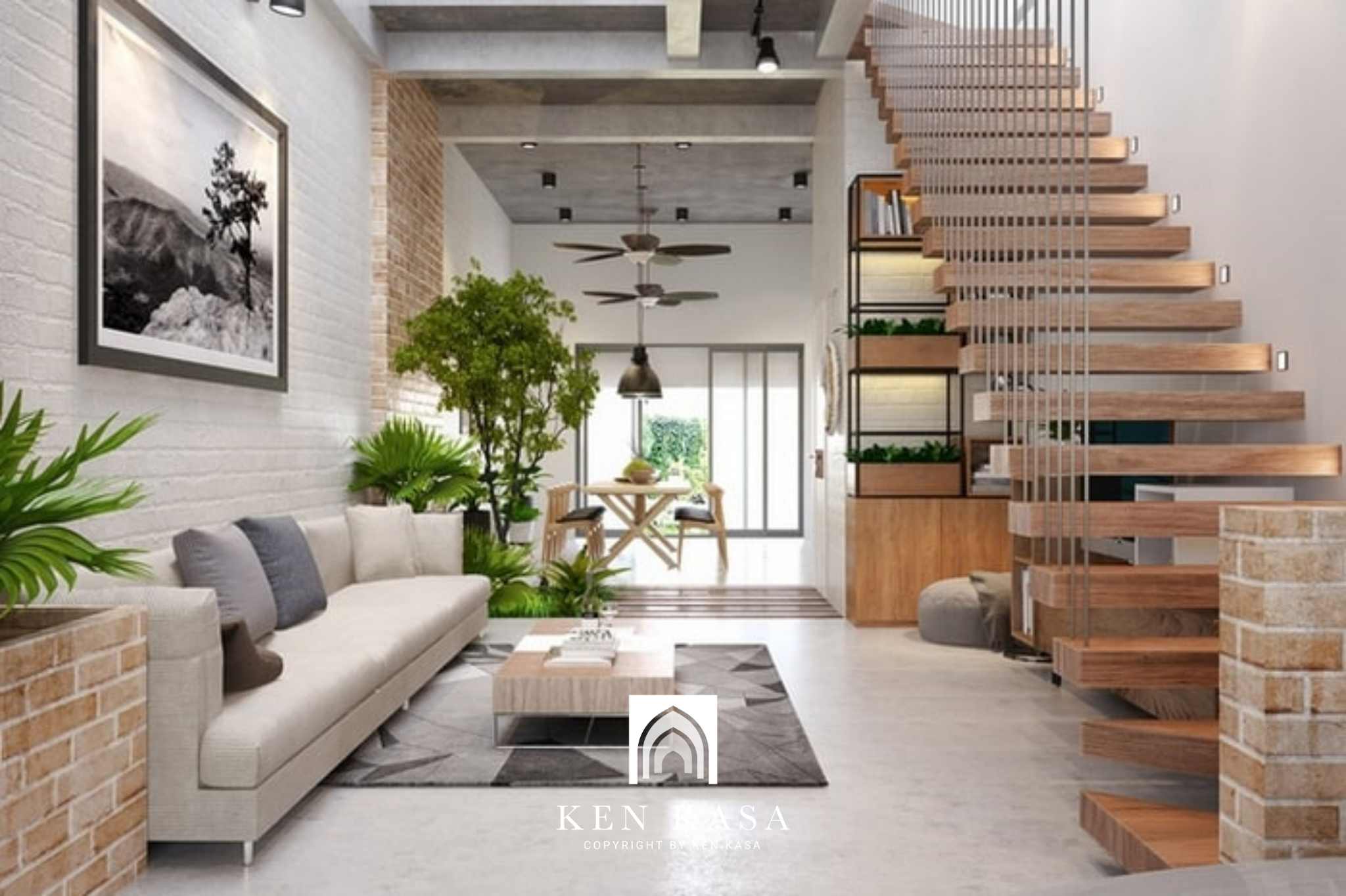 Không gian phòng khách của homestay nhà phố 